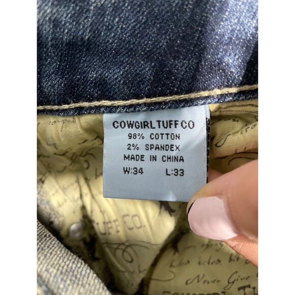 Cowgirl Tuff Co Wild Thing Bootcut Denim Jeans Women 34 Distressed Western Ranch - Picture 10 of 12